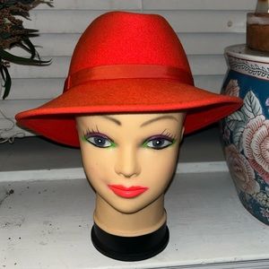 🧡Geo W Bollman Excello Georgi Wool Felt Orange Fedora Vintage🧡
